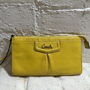 Coach, Ashley, genuine, leather, lemon yellow wallet, clutch, wristlet